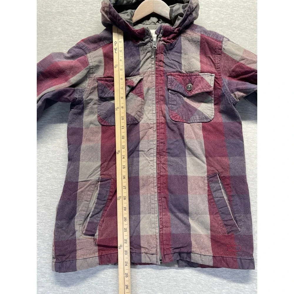 VTG‎ Levi's Flannel Jacket Youth Kids M 12/14 Multi Plaid Cotton Hooded Full Zip